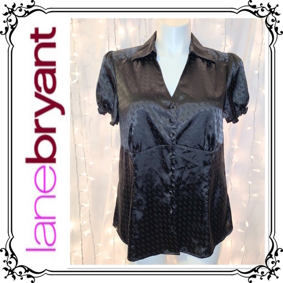 Lane Bryant Tops - LANE BRYANT ⭐️ Black Satin Button Down Dressy Blouse